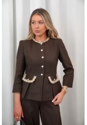KOMPLET DAMSKI ROYAL Z MARYNARKĄ BOUCLÉ