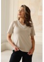 T-SHIRT DAMSKI W SEREK Z BIAŁĄ WSTAWKĄ