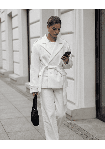 SZTRUKSOWY ECRU PŁASZCZ WIOSENNY